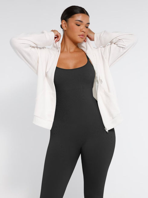 Well-in Vogue High Stretchy Seamless Sling Tummy Control Jumpsuit Removable cup pads